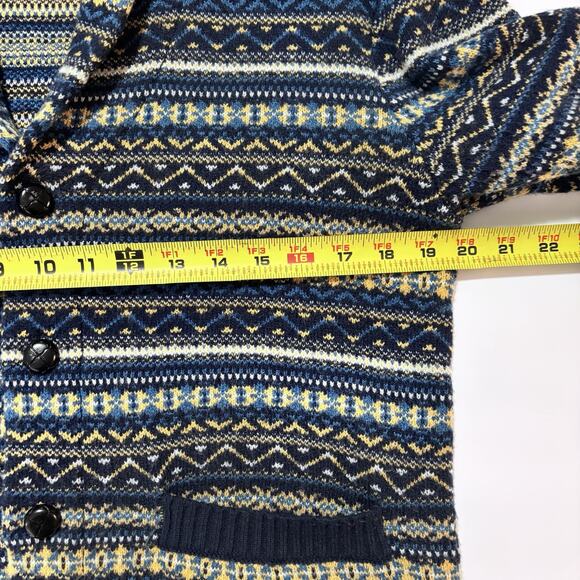 Paul Jones Button Up Cardigan Mens S Shawl Collar Pockets Navy Academia Grandpa - Picture 8 of 12